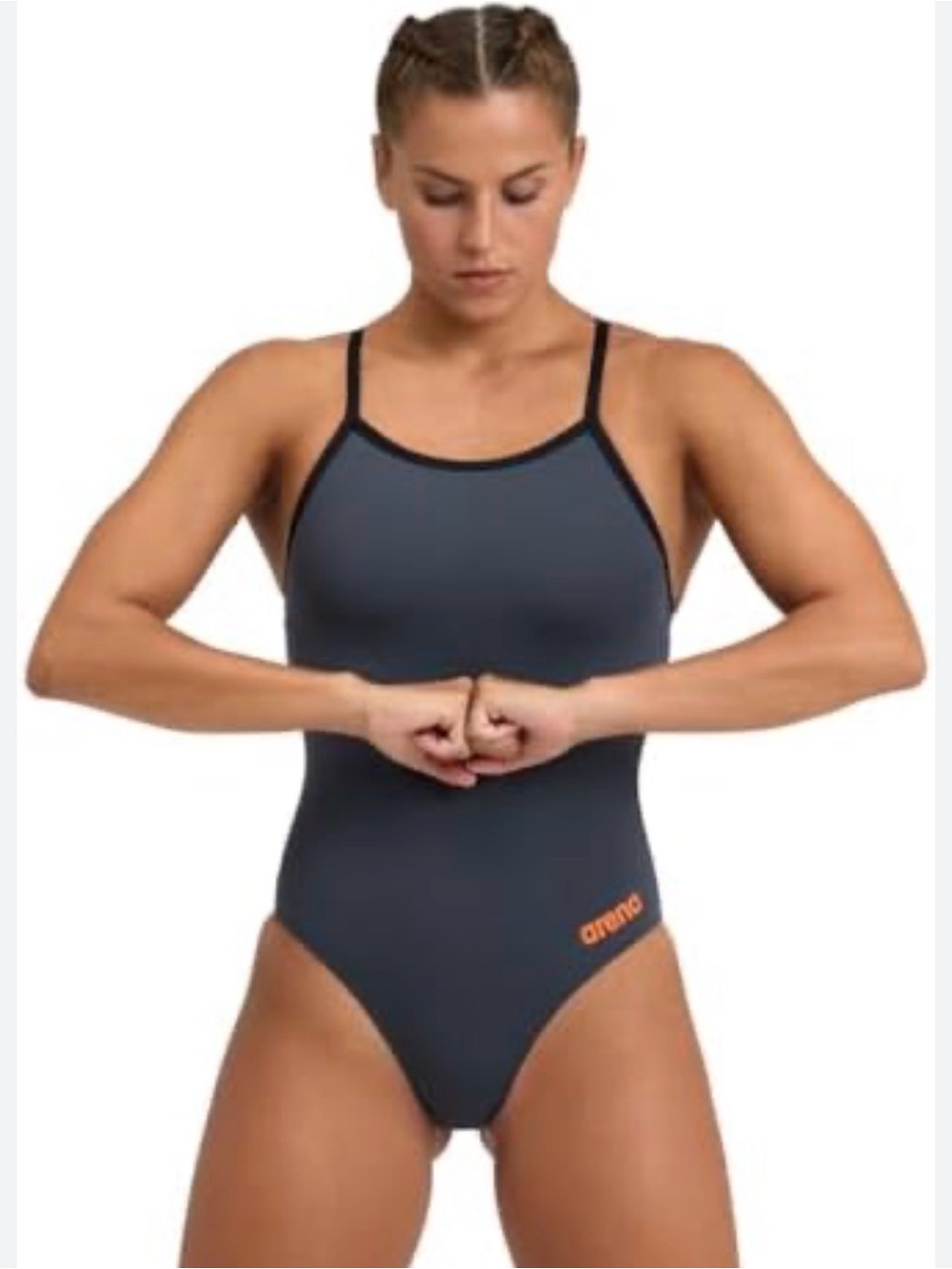 Arena Women's Dark Gray One-Piece Training Swimsuit Sz 32 (4-6)